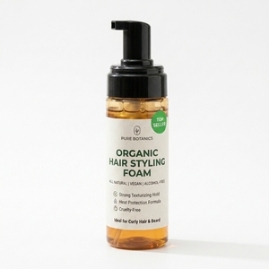 Espuma para Peinar el Cabello Orgánica OEM, Totalmente Natural, Vegana, para Cabello Rizado y Barba, Texturizante Fuerte, Protección Contra el Calor, Sin Alcohol - Product Image 1