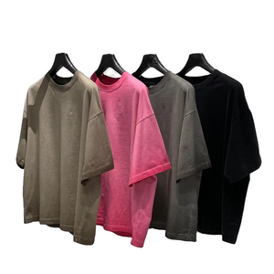 Camiseta Oversize Vintage Lavada para Hombre, 40% Algodón, 40% Bambú, 20% Poliéster, Cuello Redondo, Corte Holgado, Hombros Caídos, Satinada y Transpirable - Product Image 1