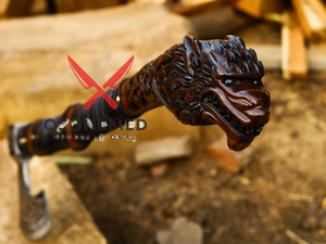 Hache de combat artisanale, hache en acier forgé à la main avec manche en bois de frêne noir, cadeau unique pour les hommes - Product Image 3