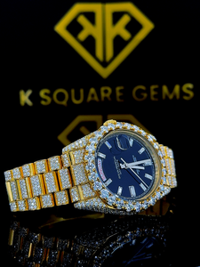 Reloj de Lujo de Acero Inoxidable con Diamantes Moissanite, Cuarzo Automático Analógico, Resistente al Agua, de Alta Calidad, con Correa de Silicona - Product Image 1