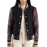 Chaqueta Varsity Personalizada a la Moda para Mujer con Cuello Alto, Forro de Lana y Relleno de Algodón - Chaqueta de Béisbol Ecológica para Escuela Secundaria