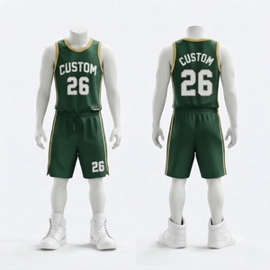 Ensemble Maillot et Short de Basketball Personnalisé Vert Or – Tenue d'Équipe Respirante en Maille – Vente en Gros Fabricant - Product Image 1