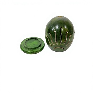 Quemador de Incienso de Cerámica Artesanal de la Marca Laxmans, Difusor Aromático Redondo Verde Tallado a Mano, Quemador de Aceite Aromático para Uso en Todas las Estaciones, Venta al Por Mayor - Product Image 1
