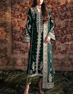 Ensemble de tenue de soirée traditionnelle pour femme, brodé main, orné de perles et de pierres imprimées, robe de mariée maxi, collection très prisée - Product Image 1