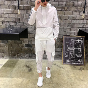 Hot Selling Hooded Solid Polyester/Nylon Windbreaker Jogger Set for Men and Women Autumn Two-Piece Tracksuit - Product Image 4