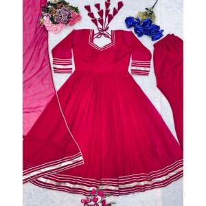Beautiful Anarkali Gown and Pant with Dupatta Traditional <b>Muslim</b> Party Wear Accessory - Product Image 5