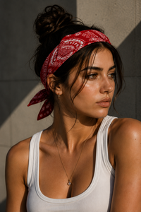 Pañuelo de algodón rojo llamativo para hombres y mujeres, pañuelo unisex con diseño paisley para uso diario, viajes, festivales y uso cotidiano. - Product Image 4