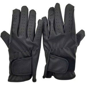 Gants d'équitation en cuir PU pour hommes, couleur unie, fermeture auto-agrippante, ajustement régulier, accessoires équestres - Product Image 1