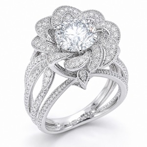 Anillo de Lujo con Halo de Diamantes en Plata 925, Diseño Multicapa con Pavé y Banda Dividida, Diamante Cultivado en Laboratorio, Personalizable - Product Image 4