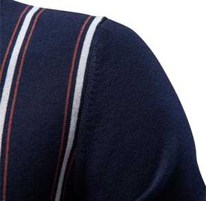 Camiseta de Manga Corta de Algodón Tejido para Hombre, con Cierre, Corte Regular, Anti-Pilling, con Ribete Azul, Blanco y Rojo - Product Image 5