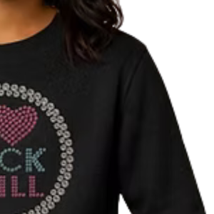 Sudadera Negra con Gráfico de Corazón Brillante para Niñas, Sudadera Informal de Manga Larga, Prenda Cómoda para el Día a Día - Product Image 3