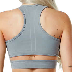 Light Gray Women's Seamless <b>Racerback</b> Sports <b>Bra</b> Lightweight Athletic <b>Bra</b> for Fitness Training Running Yoga Gym - Product Image 5