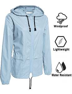 Veste de randonnée imperméable à capuche pour femme, vert menthe, manches longues, couleur contrastée, softshell, coupe classique, longueur normale, fermeture éclair - Product Image 6