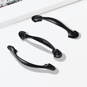 Modern Minimalist Zinc Alloy Curved Matte <b>Black</b> Cabinet Pull Handles for Dresser Wardrobe Kitchen Bathroom-Durable Eco-Friendly - Product Image 4