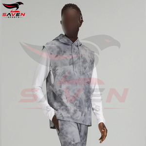 Custom Design <b>Men</b> Tie Dye Drop Shoulder Mineral <b>Wash</b> Gym Streetwear Good Supplier Newest Style Sleeveless Sleeve Hoodies - Product Image 3