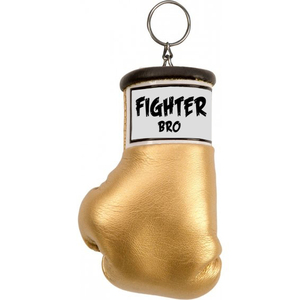 พวงกุญแจรูปนวมชกมวยสีทองขนาดเล็ก ลายโลโก้ Fighter Bro วัสดุ PU ทนทาน ของขวัญสำหรับคนรักกีฬา - Product Image 1