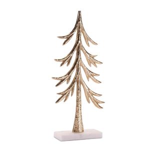 Sculpture d'arbre de Noël moderne en métal avec base en bois, figurine argentée pour table, décoration de maison pour les fêtes, ornements d'hiver festifs, vente en gros - Product Image 2