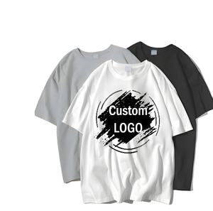 Haute qualité lourd 100% coton unisexe goutte épaule plaine T-Shirt surdimensionné impression personnalisée tricoté avant Logo pour hommes - Product Image 2