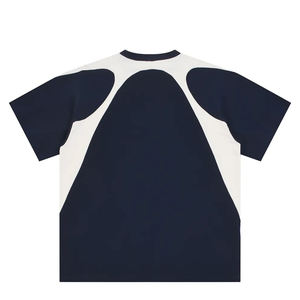 Camiseta de algodón de manga corta con bloques de color en contraste para hombre, estilo americano, informal, holgada, juvenil, de marca de moda. - Product Image 2