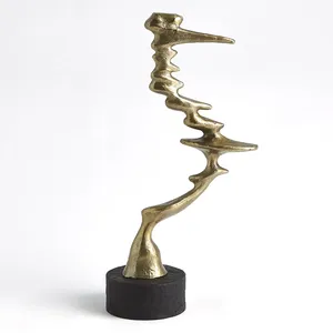 Luxury Handmade Metal Sculpture Artistic Decorative Accent for Living Room TablesGold Plated Aluminium Single <b>Side</b> Abstract - Product Image 1