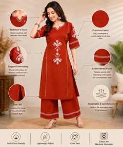 Premium rayon <b>women</b>’s embroidered <b>kurta</b> palazzo set ethnic wear breathable fabric smooth drape festive elegant traditional cloth - Product Image 5