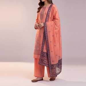 Ensemble Salwar Kameez 3 pièces pour femme, robe ethnique de fête, avec service OEM de couleur personnalisée, costume en tissu lawn brodé et cousu de haute qualité - Product Image 2
