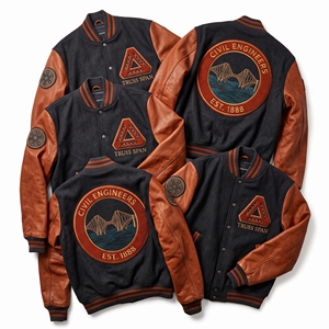 Chaqueta Bomber Varsity de Lana con Mangas de Cuero y Bordado de Puente Harbor Bascule, Parche Contrapeso, Color Granate - Proveedor de Ropa - Product Image 3