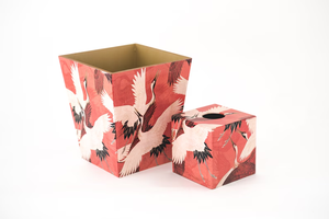 Caja/Soporte para pañuelos cuadrado de madera con diseño de grulla roja de blossom craft india - Product Image 5
