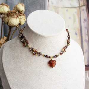 จี้หัวใจอาเกตสีน้ำตาล สร้อยคอประดับลูกปัดสไตล์โบโฮ สร้อยคอพลอยแบบเรียบง่าย สร้อยคอแบบเลเยอร์ - Product Image 5