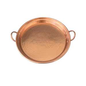 <b>Copper</b> Rectangular Decorative Tray Handle Hammered Metal Handicraft Modern Design for Wedding Ramadan Dining <b>Table</b> Single Piece - Product Image 3