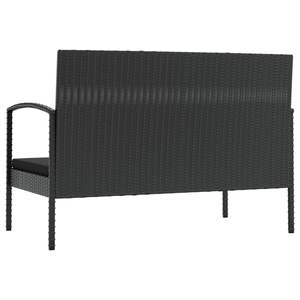 Set salotto da 8 pezzi in Poly Rattan nero con cuscini per uso giardino - Product Image 5