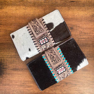 Nueva llegada billetera larga de cuero mecanizado a mano multifunción de cuero genuino embrague de cuero de vaca ranuras para múltiples tarjetas billeteras plegables para mujer - Product Image 3