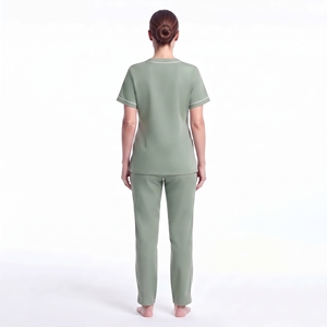 Uniforme Médico para Mujer, Cuello en V, Manga Corta, Poliéster y Spandex, con Ribete en Contraste y Bolsillos Delanteros, Ropa de Trabajo para el Sector Sanitario - Product Image 4