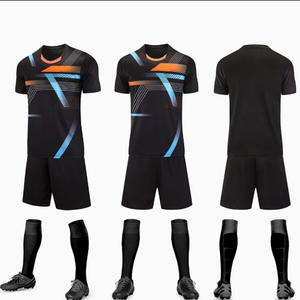 Men's Soccer Jersey Set Black Orange Blue Geometric Sublimated Short Sleeve Moisture Wicking <b>Athletic</b> Fit All Seasons - Product Image 1