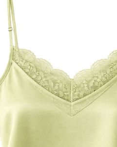 ชุดนอนผ้าซาตินสีเขียวมะกอกอ่อน แต่งลูกไม้ เสื้อสายเดี่ยว กางเกงขาสั้น ชุดนอนผู้หญิง ชุดนอนเซ็กซี่ ชุดนอนผ้าไหมนุ่ม ชุดลำลองสองชิ้น - Product Image 4