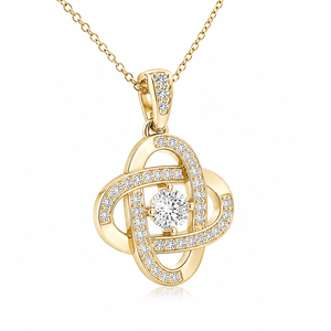 Colgante de Diamante Cultivado en Laboratorio con Piedra Redonda de Corte Brillante, Oro de 10K, 14K, 18K, Plata 925, 935, Joyería de Lujo para Mujer - Product Image 2