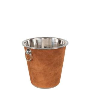 Seau à glace rond élégant avec intérieur en acier inoxydable et extérieur en daim pour les fêtes, résistant à l'eau, 3 litres, idéal comme cadeau - Product Image 1