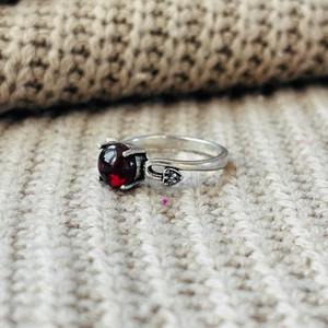 Boho Garnet Mushroom Brass <b>Ring</b> Silver Plated Dainty <b>Statement</b> Wholesale <b>Ring</b> For Women - Product Image 4