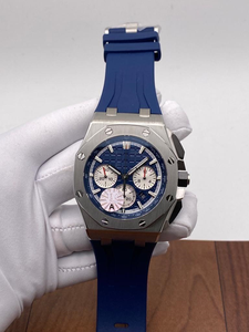 Montre chronographe de luxe bleue édition limitée, acier inoxydable, lunette octogonale, cadran texturé, affichage de la date, bracelet en silicone, ETA - Product Image 3