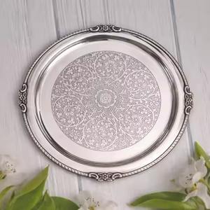 Assiette de présentation ronde en acier inoxydable poli miroir pour table à manger décorative - Product Image 2