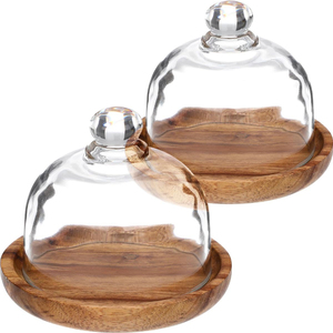 Support à gâteau rond en bois tendance avec couvercle en verre, réutilisable, pour présentation de desserts, pour la maison, les événements de boulangerie, fait main, en promotion - Product Image 6
