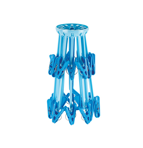 Blue Plastic Clothes Peg Rack With 16 Clips Round <b>Standing</b> Type For <b>Laundry</b> Room Durable Design Modern Style - Product Image 1
