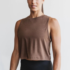 High Quality Girls Tank <b>Top</b> Gym Workout Wear Slightly Cropped Tank <b>Top</b> Women Polyester Spandex Girls Muscle Tank - Product Image 1