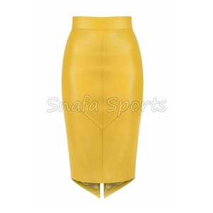 Jupe portefeuille mi-longue décontractée en similicuir tissé pour femme, taille naturelle, nouvelle collection automne 2026, en promotion à prix réduit - Product Image 3