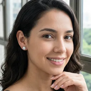 Luxury Star Burst Lab Grown Diamond <b>Stud</b> <b>Earrings</b> 9k Gold Plated Halo Round Brilliant Cut IGI Certified Fine Jewelry for Women - Product Image 1