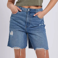Shorts de Mezclilla para Mujer, Estilo Vintage Sexy Y2K, Corte Medio Regular, Transpirables, Ecológicos, con Cinturón, Lazo, Estampado de Encaje y Pedrería, OEM