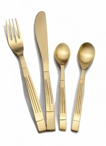 Juego de Cubiertos Modernos Dorados con Acabado Mate, Aptos para Lavavajillas, Mango de Acero Inoxidable, Diseño Elegante, Cubertería para Bodas y Cenas - Product Image 6