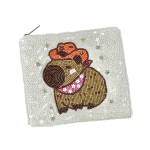 Bolso de Mano Tipo Clutch para Mujer, Estilo Vaquero, con Cuentas de Capibara, Lentejuelas, Ajustable, Anti-Robo, Cierre de Cremallera, Ecológico, Duradero, Moda Occidental - Product Image 3