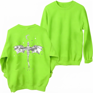 Service de personnalisation – Sweat-shirt en velours vert néon pour femme, col rond, manches lanternes, style décontracté streetwear, respirant, nylon/coton, idéal pour l'hiver - Product Image 1