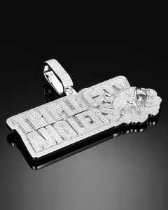 Pendentif Hiphop en argent 925 plaqué or avec motif lettre 'BULLY ANGELS' en moissanite, plaqué rhodium, micro-pavé, breloque thématique pour homme - Product Image 1